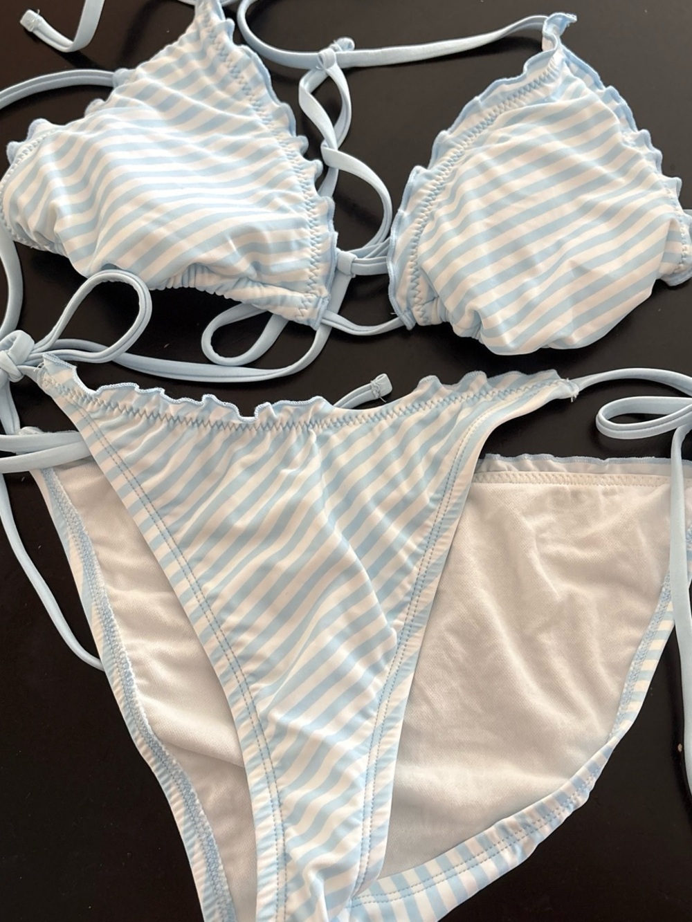 Shade & Shore Light Blue and White Striped Bikini